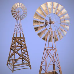 Detailed 3D wind generator model with realistic textures for Blender rendering and animation.