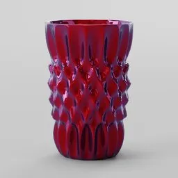 Red 3D modeled vase with elegant design for use in Blender, perfect for interior rendering projects.