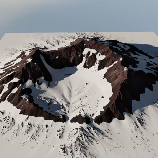 Detailed snowy mountain 3D model for Blender, ideal for realistic landscape visualizations.