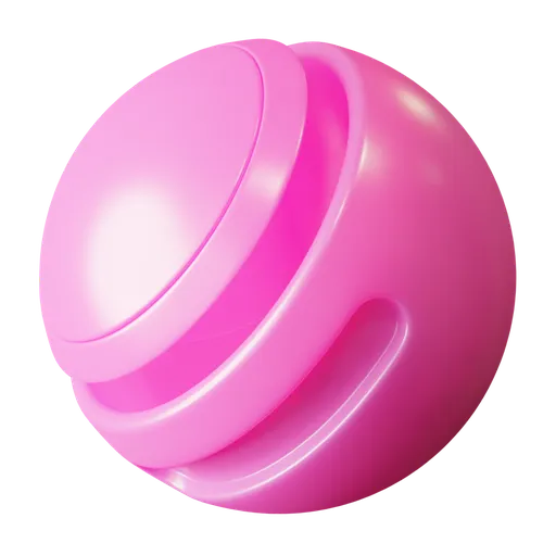 Shiny pink PBR plastic material for 3D modeling, giving a translucent and smooth appearance perfect for artistic creations.