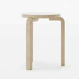 Simplified wooden bar-chair 3D model, Blender-ready, showcasing a minimalist design and organic texture.