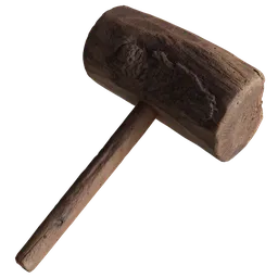 "Wooden hammer photogrammetry 3D model for Blender 3D: An antique hammer with a sturdy wooden handle ideal for creating an old forge. Perfect for tool enthusiasts and 3D artists to use in their projects."