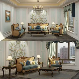 Victorian Elegance Living Room