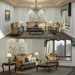 Victorian Elegance Living Room