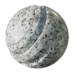 High-resolution PBR Granite Marble texture with grey, pink, and black flakes for 3D Blender materials.