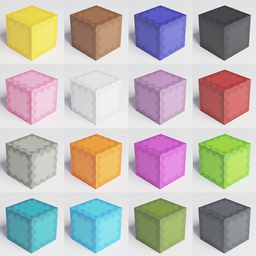 "Colorful Shulker boxes rendered in 3D with high-resolution textures, perfect for Minecraft enthusiasts. Created with Blender 3D software and available in the military-sci-fi category on BlenderKit."