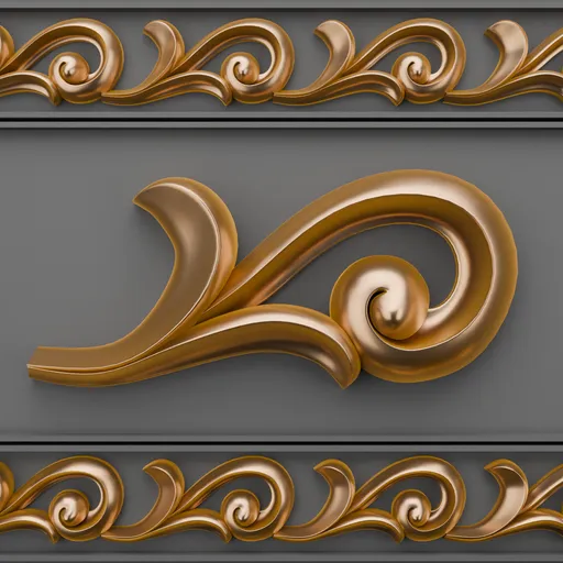 Intricate golden 3D model trim brush for Blender, enhancing project quality and workflow efficiency.