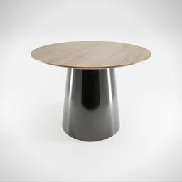 Cone dining table black base wood top