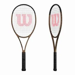 Detailed 3D render of Wilson Blade 98 tennis racket for Blender modeling, showcasing front and back views with intricate textures.