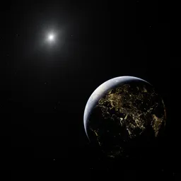 Earth Planet at Night Space