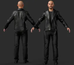 Male Biker Leather Jacket Character