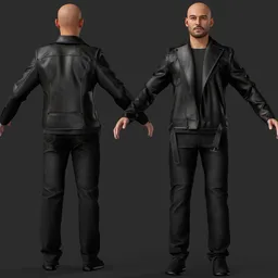 Male Biker Leather Jacket Character