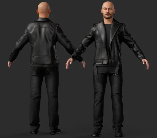 Male Biker Leather Jacket Character