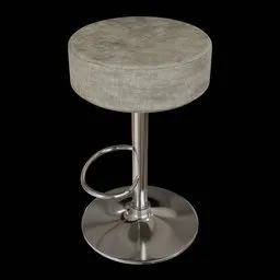 Realistic 3D model of a modern stool with padded seat and chrome base for Blender rendering.