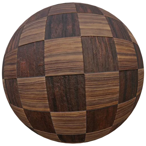 Seamless 2K PBR wood material with a brown blocks pattern, suitable for 3D modeling in Blender and other applications.