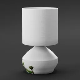 Elegant geometric Blender 3D model of a white table lamp with a subtle leaf design.