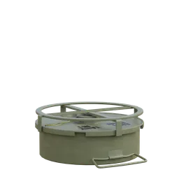 "Get high-quality Landmine 3D model for Blender 3D featuring crisp details and 1k textures, ideal for historic military simulations and projects. The model showcases a small metal container with a handle and comes with accurate satellite imagery for top-down views. Inspired by Fred A. Precht, this model is perfect for medical supply and sewer scenes."