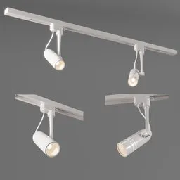 Detailed 3D model of adjustable track ceiling lights, suitable for high-quality Blender renders.