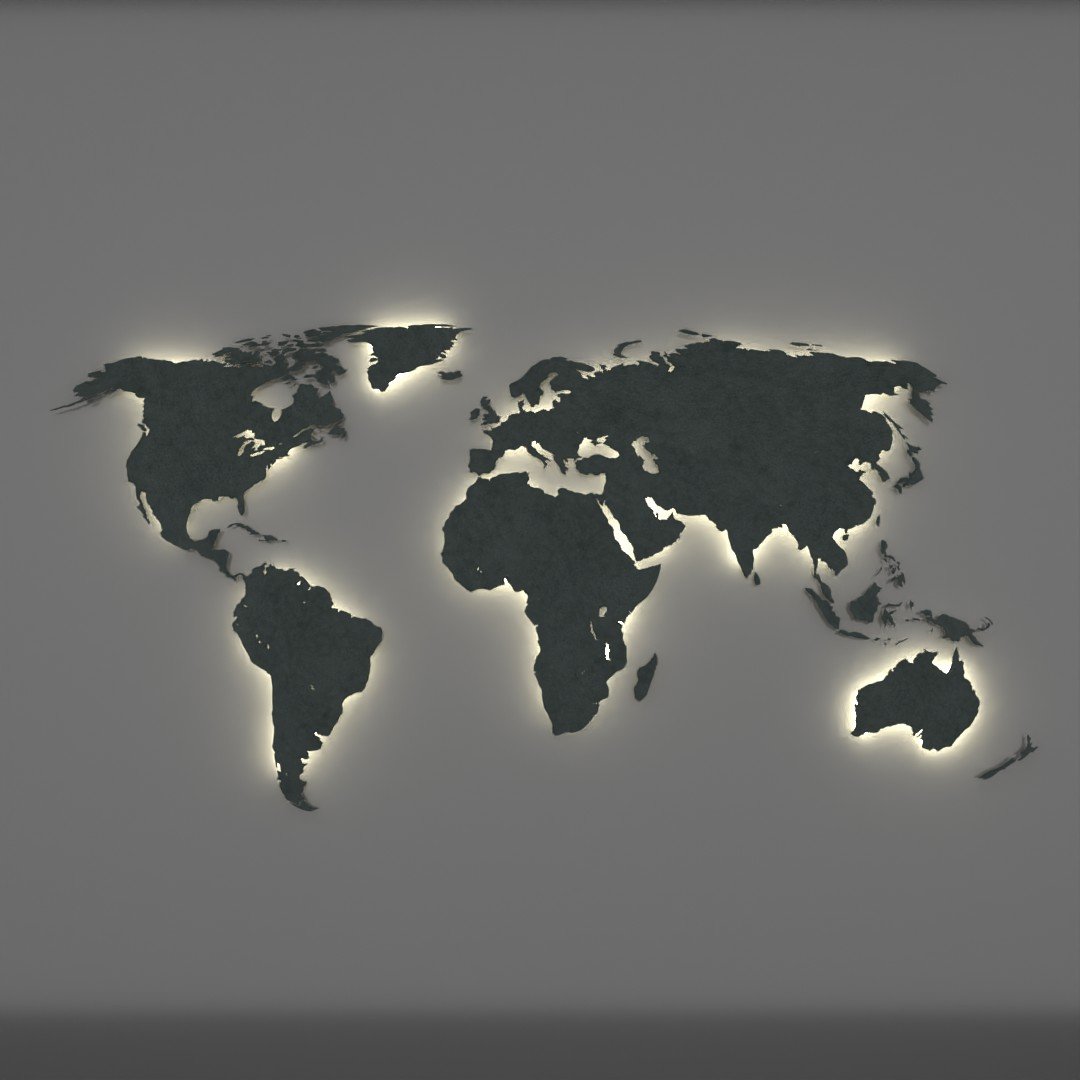 World Map LED Back Lit | Wall Light models | BlenderKit