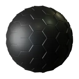 Glossy black hexagon tile PBR material for 3D rendering with a hand-drawn normal map for Blender.