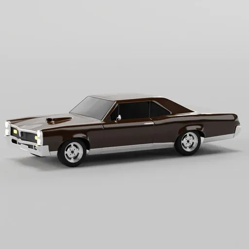 Realistic 1967 Pontiac GTO 3D model, ideal for Blender animation, showcasing detailed exterior suitable for high-quality rendering.