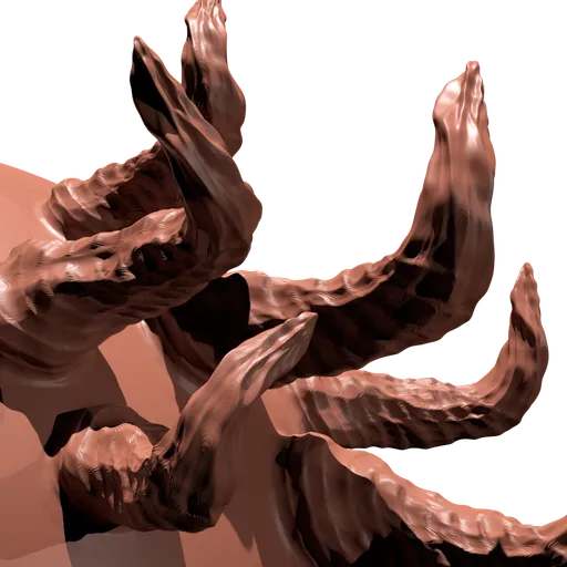3D sculpting brush for creating twisted horn textures on virtual creatures and demons in Blender.