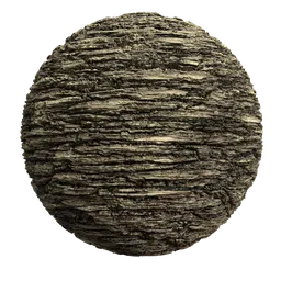 Highly detailed stratified cliff rock PBR material for 3D rendering in Blender, scalable for flat planes, featuring stretched voronoi textures.