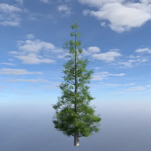 Detailed low poly evergreen tree model for Blender, optimized for realistic transparent light paths.