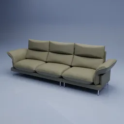 High-quality 3D rendering of a modern beige leather sofa designed for comfort and style, compatible with Blender 3D.