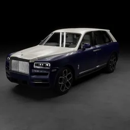High-quality 3D model of a blue Rolls-Royce Cullinan SUV with detailed design in Blender format.