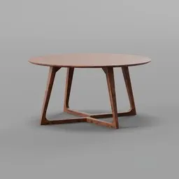 3D low poly model of a minimalist wooden coffee table with intricate leg design, suitable for Blender rendering.