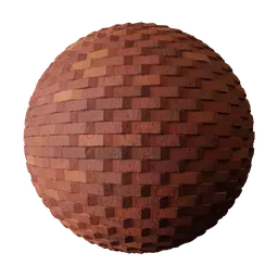 2K angled red brick PBR material for 3D modeling, with corners protruding, for Blender and other 3D apps.