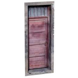 Realistic vintage wooden door 3D model, optimized for Blender, with detailed textures.
