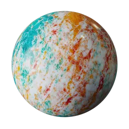 High-resolution colorful marble PBR texture for 3D rendering in Blender and other software.