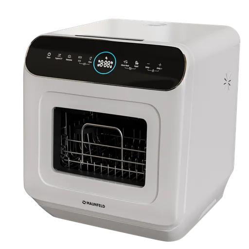 Highly detailed Blender 3D model of MWF07IM MAUNFELD compact dishwasher with electronic display, rendered in cycles.