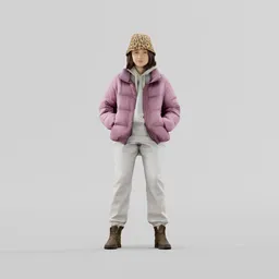 Girl in purple jacket leans on rail