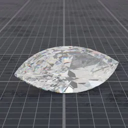 Realistic Marquise cut diamond 3D model with customizable materials for Blender rendering.