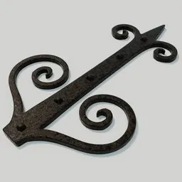 Detailed 3D-rendered antique hinge with rust texture, ideal for CGI in Blender.