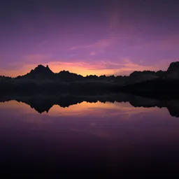 Purple Twilight Sunset Landscape