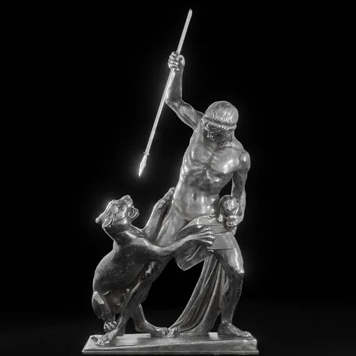 statue of Steel Panther and man