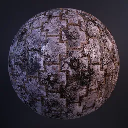 High-resolution PBR plus-shaped marble pavement tiles with sun emblems, moss, mold inlays, perfect for 3D Blender projects.