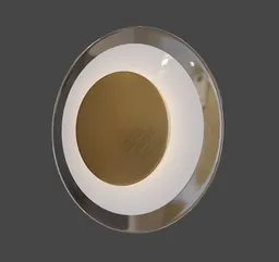 Detailed 3D model of a modern LED wall sconce with concentric circles and frosted glass in Blender.