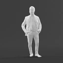 Low poly 3D model male in suit, ideal for Blender rendering, minimalistic design, digital human figure.