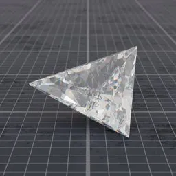 Realistic 3D model of a triangle cut diamond with customizable shader on a grid surface, ideal for Blender rendering.