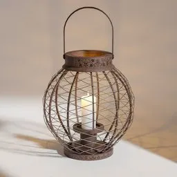 "Wooden wire lantern with candle 3D model for Blender 3D – high-quality product image with intricate lattice design and beautiful craftsmanship, featured on 9 9 designs. Ideal for adding ambient lighting to your 3D scenes."