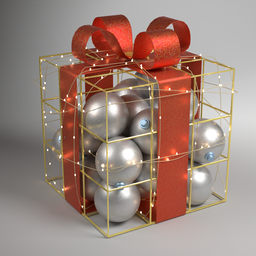 Wireframe LED Gift Box with balls