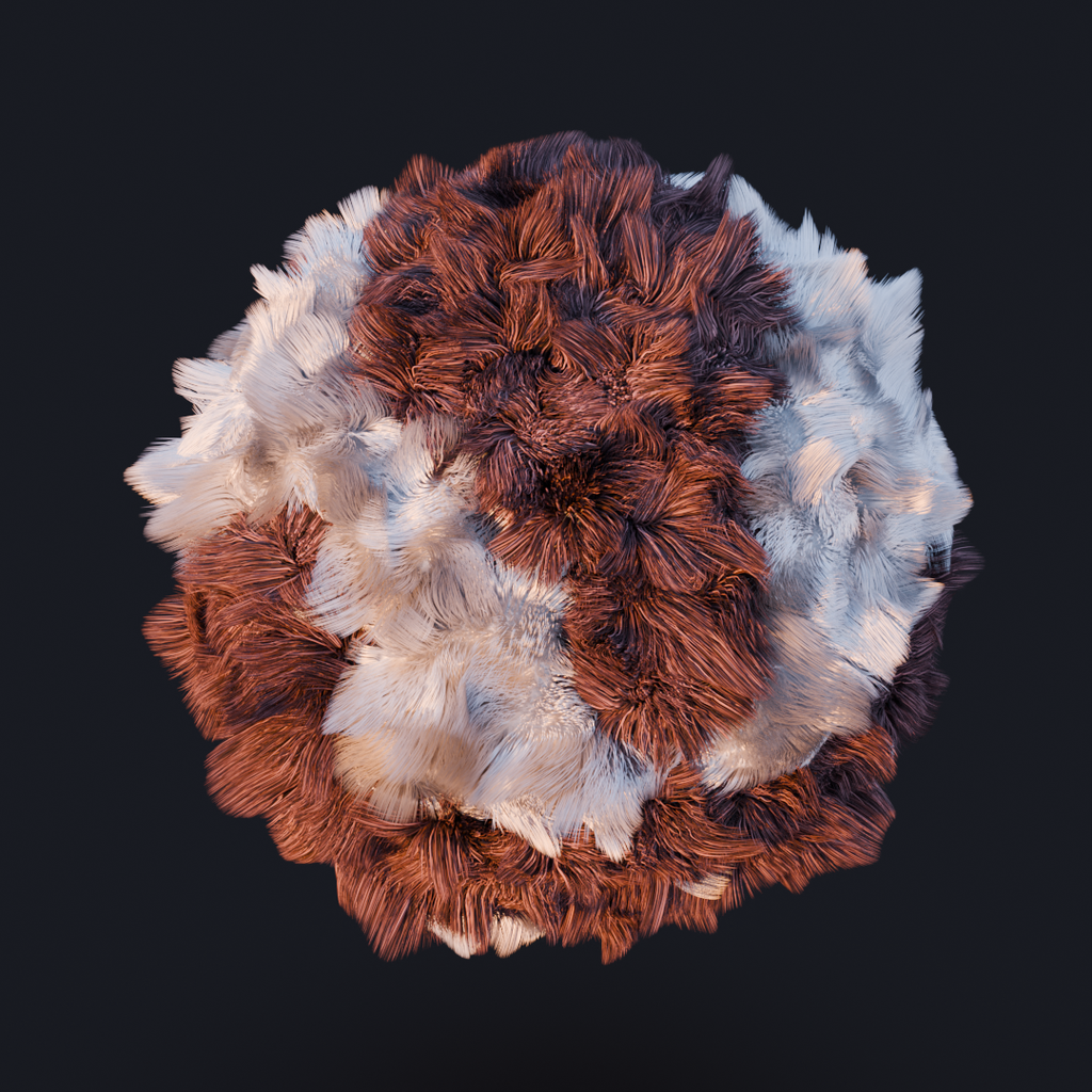 Abstract Two-Tone Furry Sphere | FREE Abstract scenes | BlenderKit