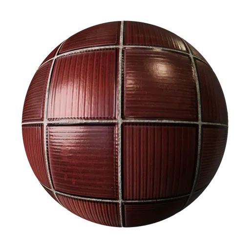 High-resolution PBR glossy red tile texture with realistic smears and displacement for 3D modeling.