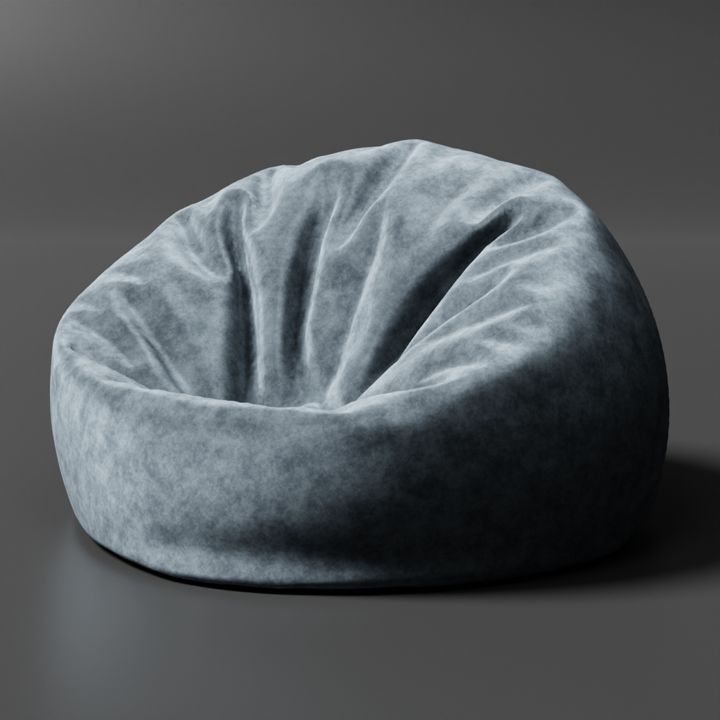 Bean Bag Blue Velvet | Armchairs models | BlenderKit