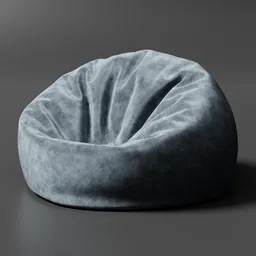 "Blue Velvet Bean Bag Chair 3D Model for Blender 3D - Furniture Category."